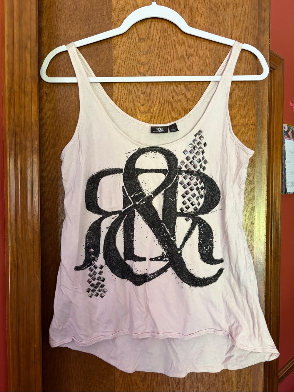Y2K rock and republic studded Light Pink Graphic Tank Top